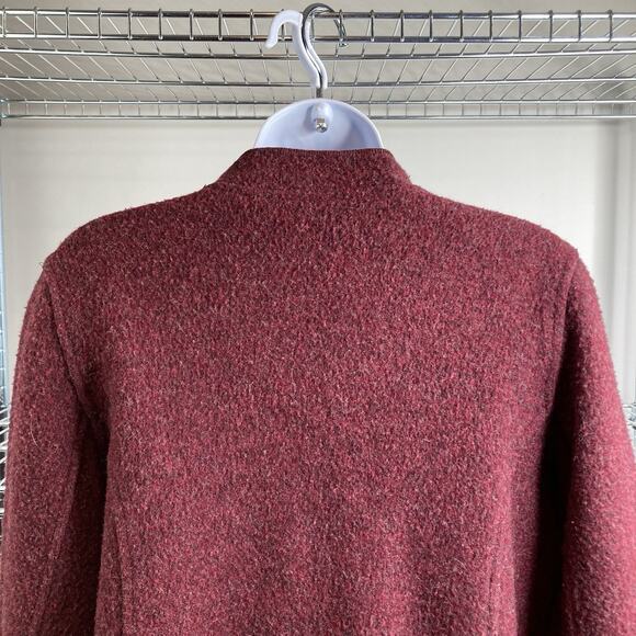 Eileen Fisher Burgundy Cotton Lambswool Blend Jacket Size M Petite Lagenlook - Picture 12 of 13